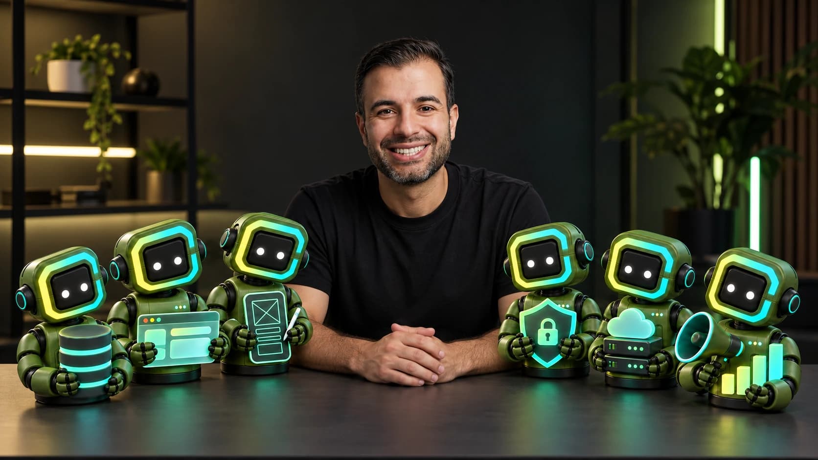 Lucas Monteiro com os seis agentes especialistas da CRIA Digital